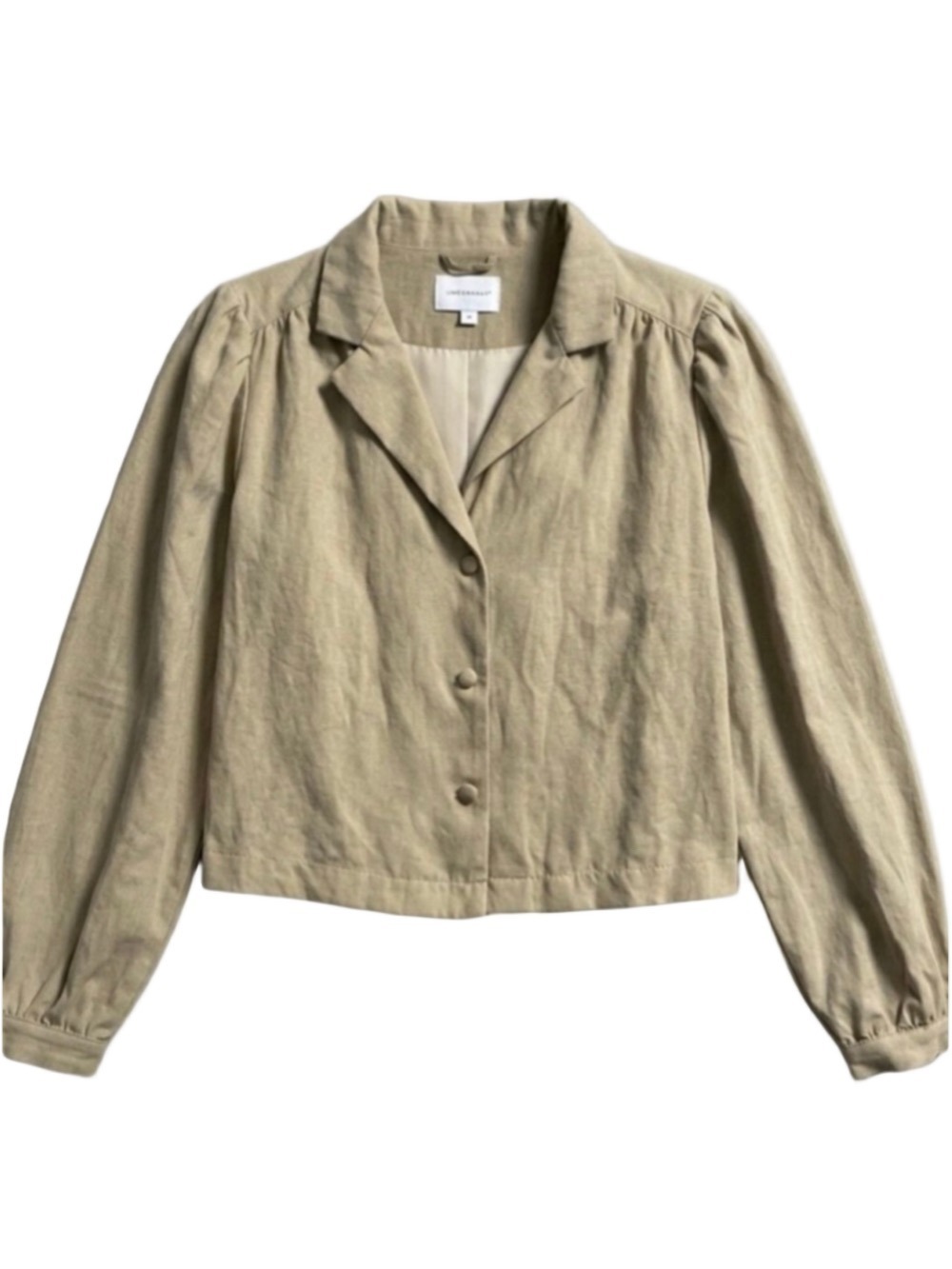 Kendall + Kylie Green Modal Stretch Button Up Cropped Top Medium
